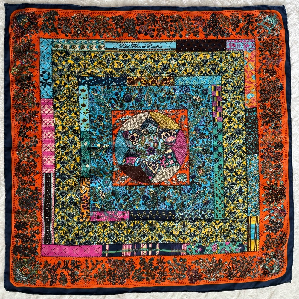 HERMES Pique Fleuri de Provence by Christine Henry Silk Scarf